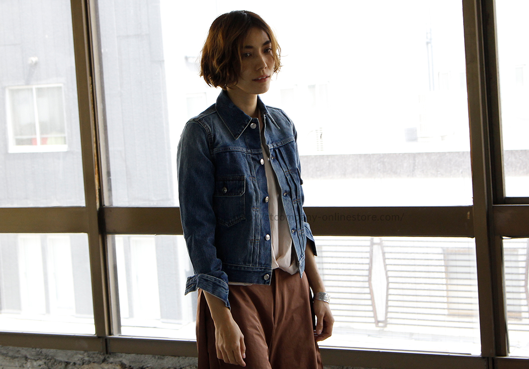 HYKE denim jacket type2タイトフィット ホワイト-